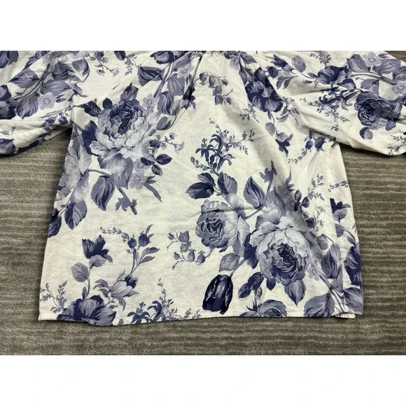 🍁Laura Ashley Blue Floral Blouse - Picture 8 of 12